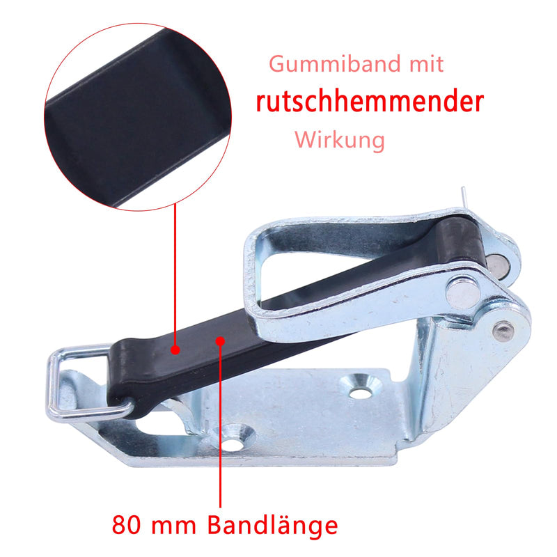 Locking bearing with elastic band, handle holder, shovel holder, axe holder, spade holder, broom holder, tension lock, device holder, tool holder, rubber tensioner for trailers, trucks, construction