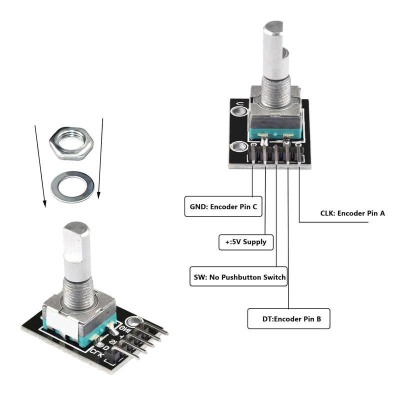 GERUI 6 x KY-040 Rotary Encoder, Rotary Encoder Module Compatible with Arduino, 360 Degree Rotary Encoder, Potentiometer, Digital Pulse Output Electronic Building Blocks