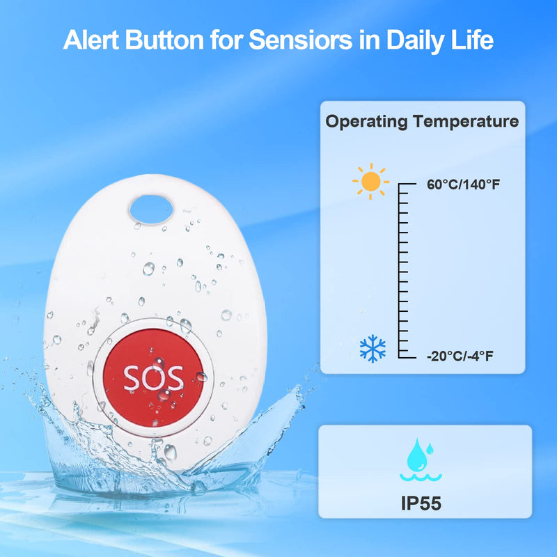 CallToU Wierless Caregiver Pager Call Button Emergency Button Systems Call Bell for Elderly/Visually Impaired/Patients/Disabled Elderly Monitoring (600+ ft) CC06 1-1 US