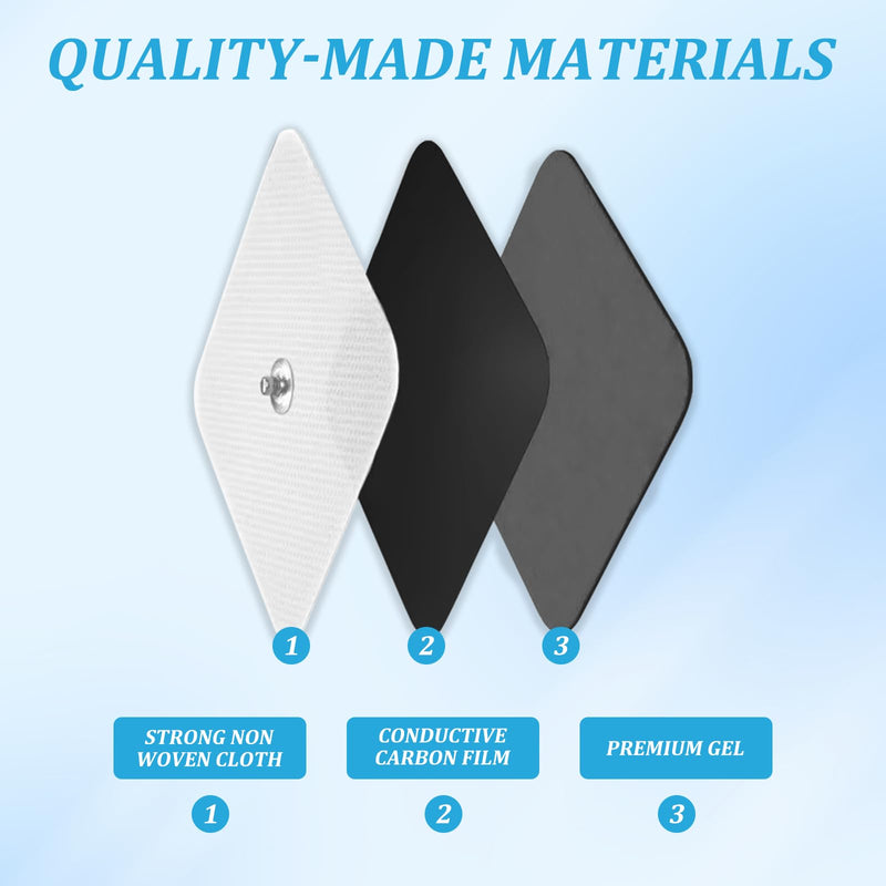 Electrode Pads Adhesive Electrodes 5 x 5 cm with 3.5 mm Snap Push Button 8 Compatible with TENS Devices and EMS Trainers Reusable