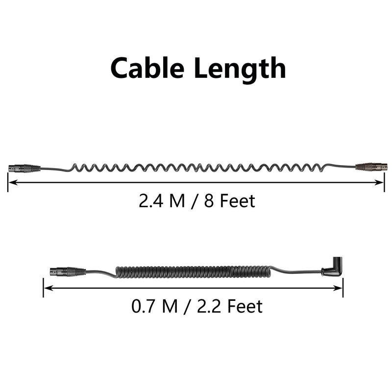 CERRXIAN XLR Microphone Coiled Cable, XLR to XLR Male to Female Cable, Balanced XLR Cable 8 Feet, Oxygen-Free Copper Mic Cables, XLR Speaker Cables - Black (Straight Male XLR to Straight Female) Straight Male XLR to Straight Female