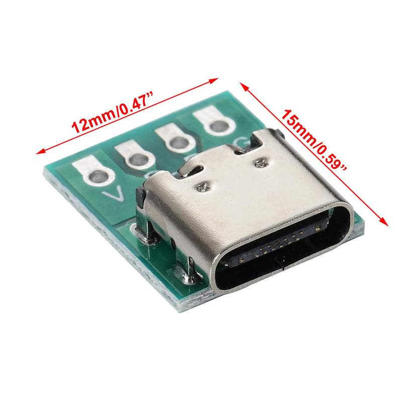 Greluma 6PCS 16 Pin Type-C Male to 2.54mm PCB Adapter USB C to DIP 4 Pin for Charging and Data Transfer USB C DIP-6