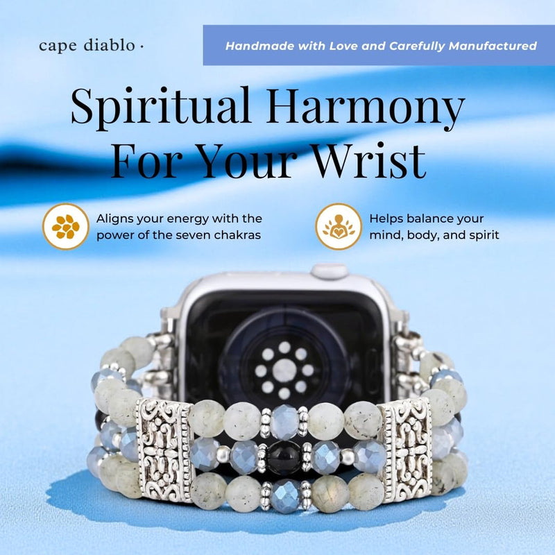 Cape Diablo Compatible with Apple Watch Bands for Women 40mm 38mm 41mm 42mm iWatch Series 10 9 8 7 6 5 4 3 2 1 SE Large - Fits 6.5-7.0 inch wrists Labradorite Indigo