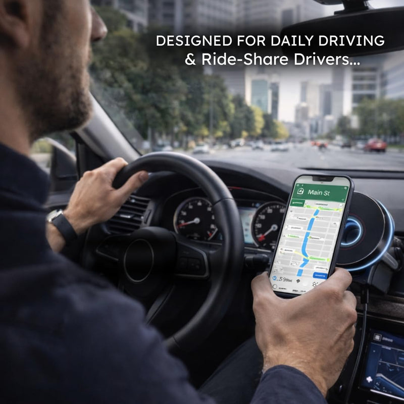 MagLock Plus Magnetic Wireless Car Mount Charger 15W, Phone Holder for Your Car with Fast Charging, 360° Rotation, Vent & Dashboard Mount, USB-C, Compatible with iPhone 11–17 Series