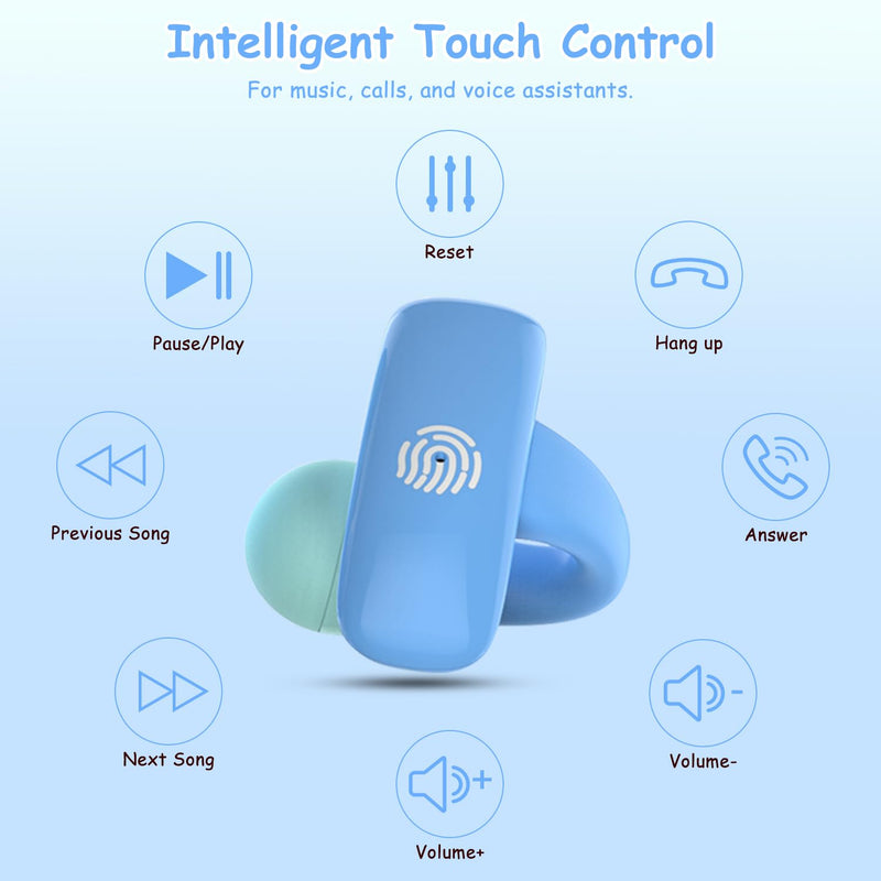 BANIGIPA Kids True Wireless Earbuds, Bluetooth 5.4 Open Ear Headphones for Boys Girls Teens, Light Comfortable, 85dB Healthy Volume Control Protect Hearing, Built-in Mic for Calling School Travel