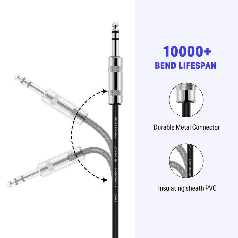 Donner 25ft TRS Cable 1/4” Male Right Angle to 1/4” TRS Male Straight Balanced Stereo Audio Patch Guitar Cable Black Sturdy No Hum 25 Feet Right Angle& Straight-TRS Cable