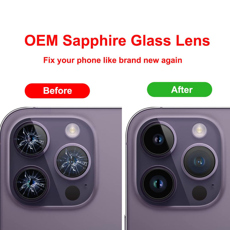 OEM Back Rear Camera Lens Glass Replacement for iPhone 14 Pro and iPhone 14 Pro Max with pre-Installed Adhesive and Reparing Toolkit iphone 14 Pro / iphone 14 Pro Max