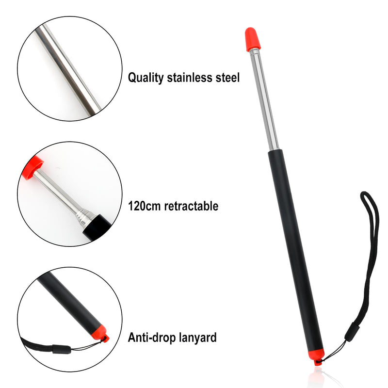 Teacher Hand Pointer Telescopic, Finger Telescoping Pointer Stick Retractable Pointer Handheld Extendable Guiding Stick 47.2 inch for Classroom Office School Presentation Whiteboard Teachers