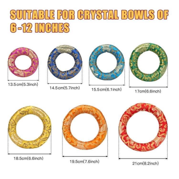 Seven pcs Cloth O-ring Playing 6-12" 8-14" Crystal Singing Bowl (6-12inch) 6-12inch