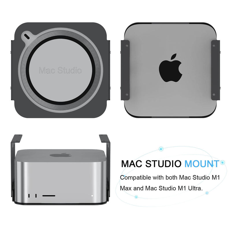 IFCASE Aluminum Under Desk Mount for Mac Studio M4 M3 M2 M1 Max, Ultra with Anti-Scratch Pad (Black) Black