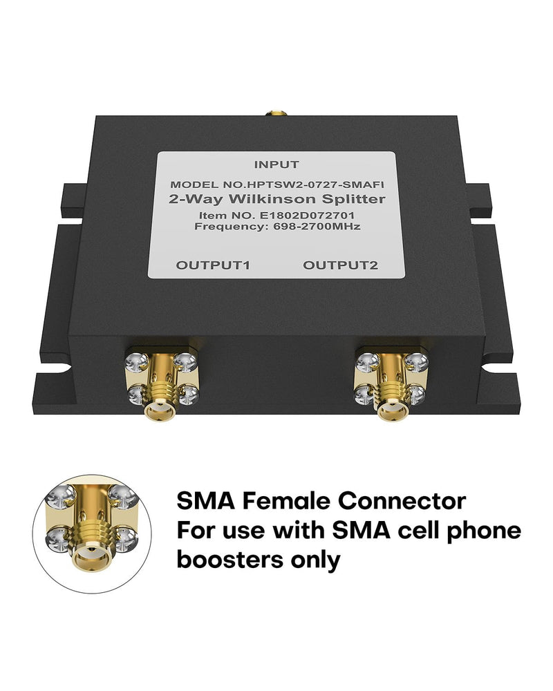 HiBoost Wide-Band 2 Way Splitter SMA-Female Connectors 698-2600 MHz for Signal Booster,Compatible with All US Carriers 2G/3G/4G LTE