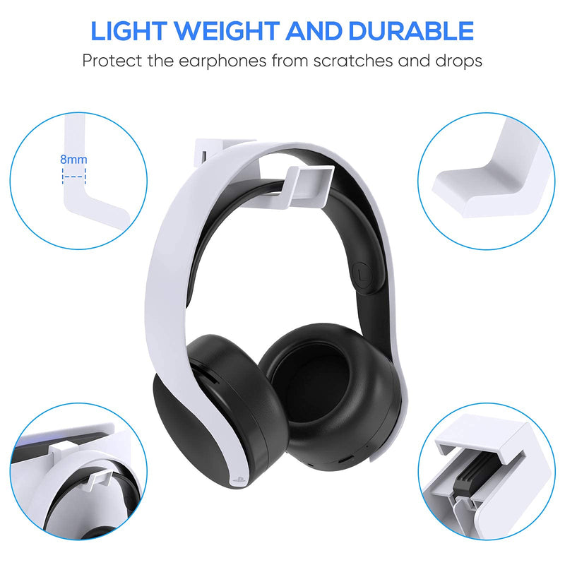 FYOUNG Headset Holder for PS5/for PS5 Slim, Hook Hanger for PS5 Headphone Hanger Holder, Headphone Stand for PS5/ PS5 Slim (White) White