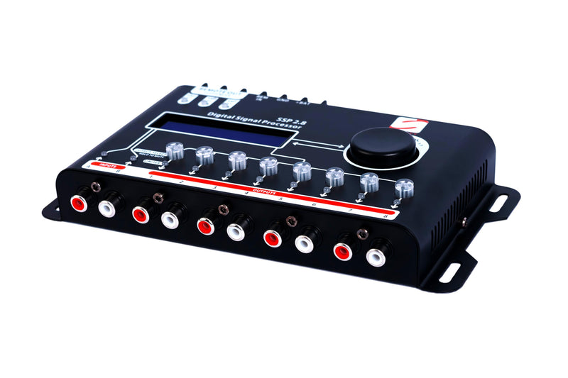 SSP 2.8 Digital Crossover and Equalizer 2 Channel Inputs and 8 Channel Outputs Full Digital Signal Processor DSP Sequencer 15 Band Graphic Equalization 12 Presets