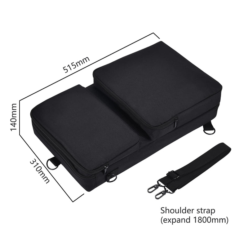 Travel DJ Controller Bag for Pioneer DDJ-200, DDJ-FLX4, DDJ-400, DDJ-SB3 & Roland DJ-202 - Protective Case with Zippered Accessory Pocket & Detachable Shoulder Strap (2937), Black