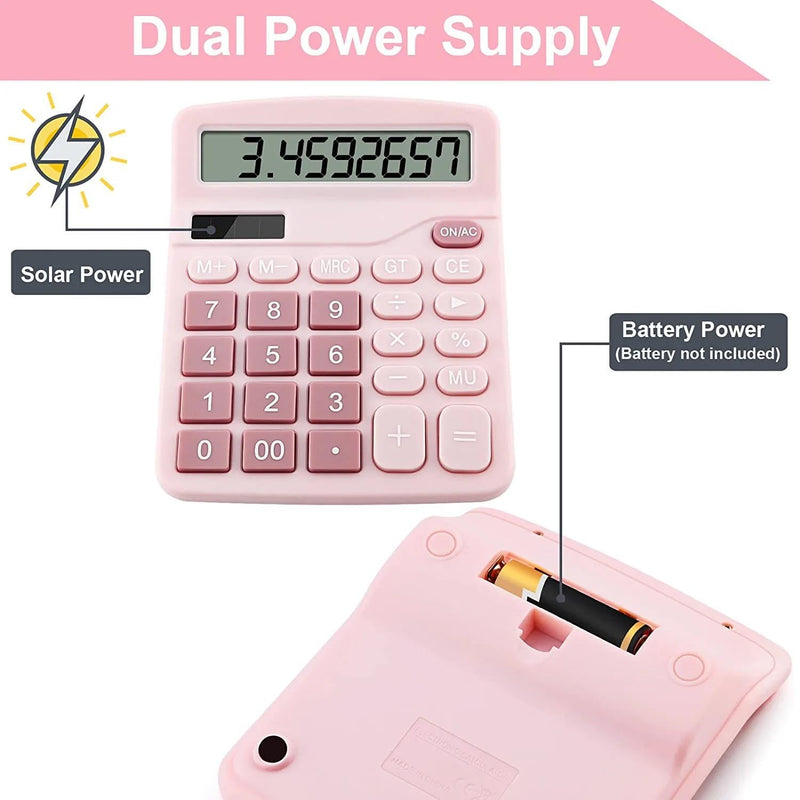 [AUSTRALIA] - Office Desk Calculator, Cute Calculator for Kids, Basic Calculators Desktop, Dual Power Simple Financial Calculator with Big Button Large Display for Office Home and School (Pink) Pink 