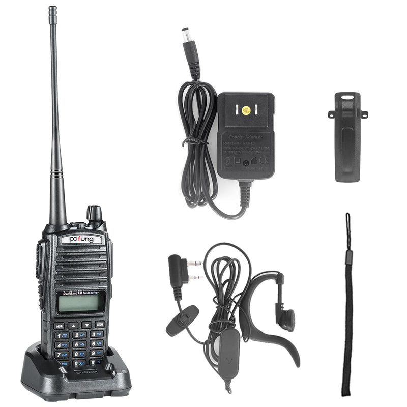 Pofung UV-82 Ham Two Way Radio, Dual Band Walkie Talkie : 136-174mhz (VHF) 400-520mhz (UHF) with Earpiece, Charger and Rechargeable Battery