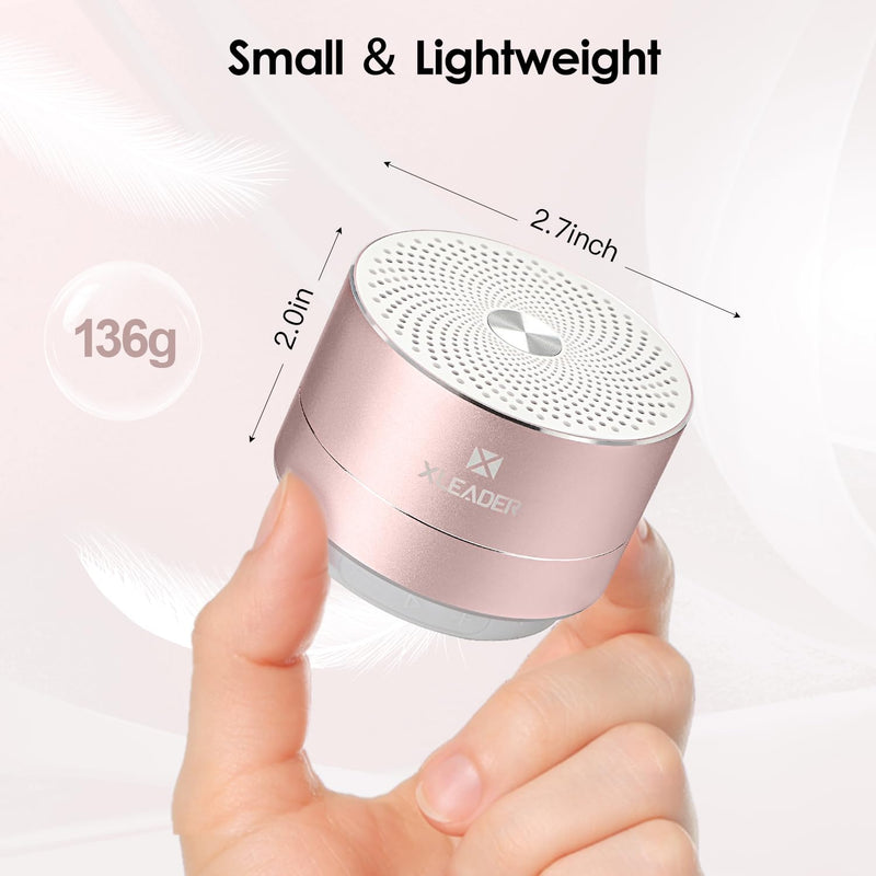 [AUSTRALIA] - Mini Bluetooth Shower Speaker, IPX6 Waterproof Speaker, with RGB Lights, Mic, Portable Silicone Lanyard, Suction Cup, Clear Sound&Rich Bass, 12h Playtime, Small Pink Gifts for Girls Women Pink Rose Gold 