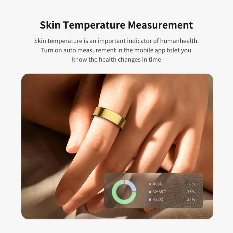 Smart Ring for Women & Men - Sleep Tracker with SPO₂/HRV Monitoring, 5ATM Waterproof, No Subscription Fee, 7-Day Battery iOS Android (13 Sizes, Rose Gold) 13