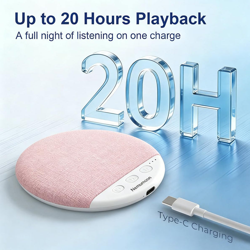 Mini Pillow Speaker for Sleeping, Ultra-Thin Bluetooth Speaker Under Pillow Speaker with White Noise Sound Machine Headphone-Free Sleep Speaker for Adult for Gift-Pink
