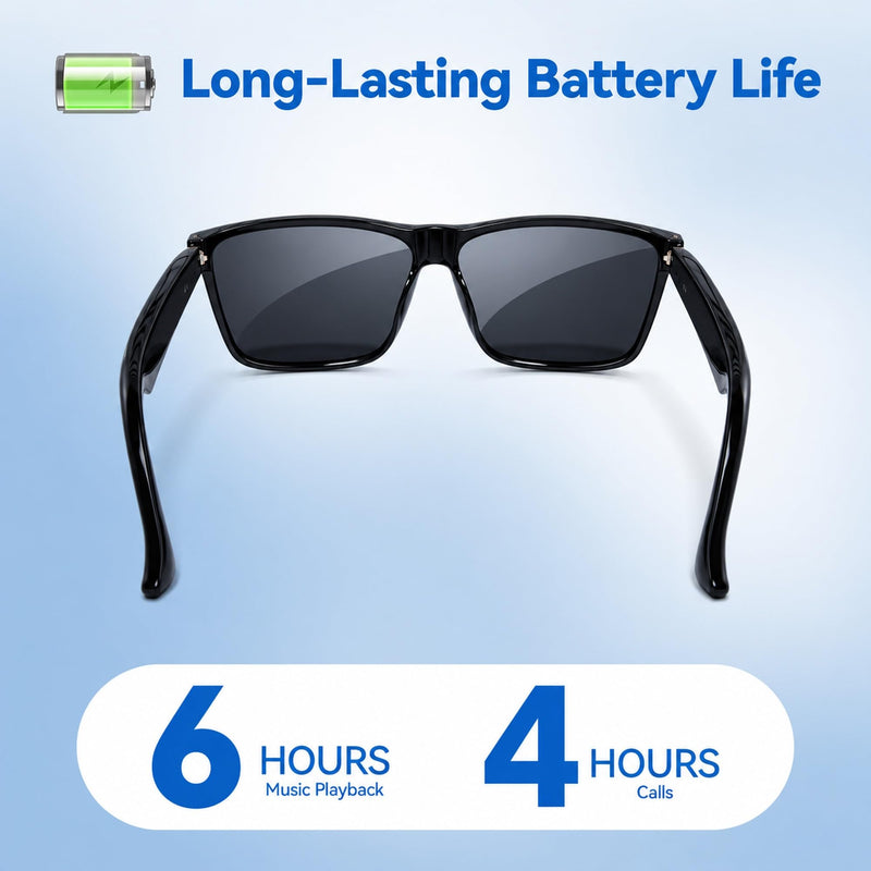AI Smart Glasses with ChatGPT, Bluetooth Audio Sunglasses for Big Heads-XXL | AI Voice Assistant, Real-Time Translation, Music & Hands-Free Calling, Wearable Technology, Open-Ear Audio for Men & Women XXL