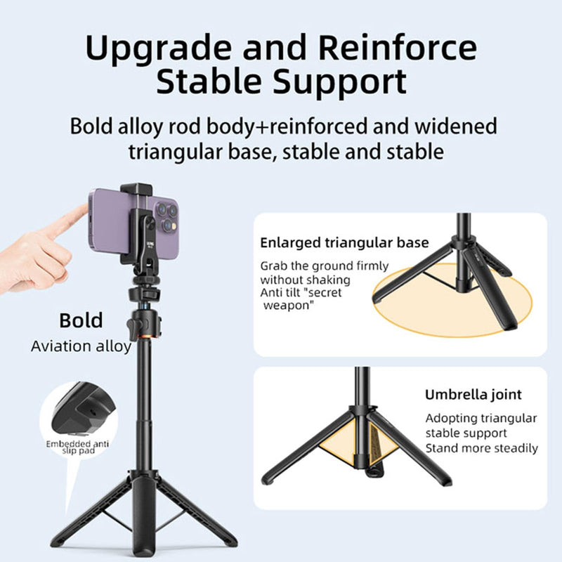 LICHIFIT Extendable Tripod Selfie Stick for DJI Osmo Pocket 3 Pocket Camera Length Adjustable Extension Rod with Rotatable Gimbal for Insta360 ONE X3 /X2 Action Camera Bracket Mount Holder