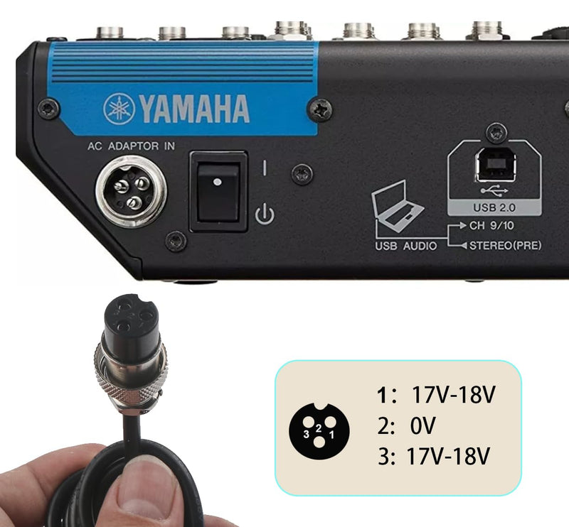 AC 17V 600mA Adapter 3-Pin Mixer Pedalboard Connector Mixing Console Mixer Power Supply for Yamaha F4/F7/6FX/MG82X ﻿