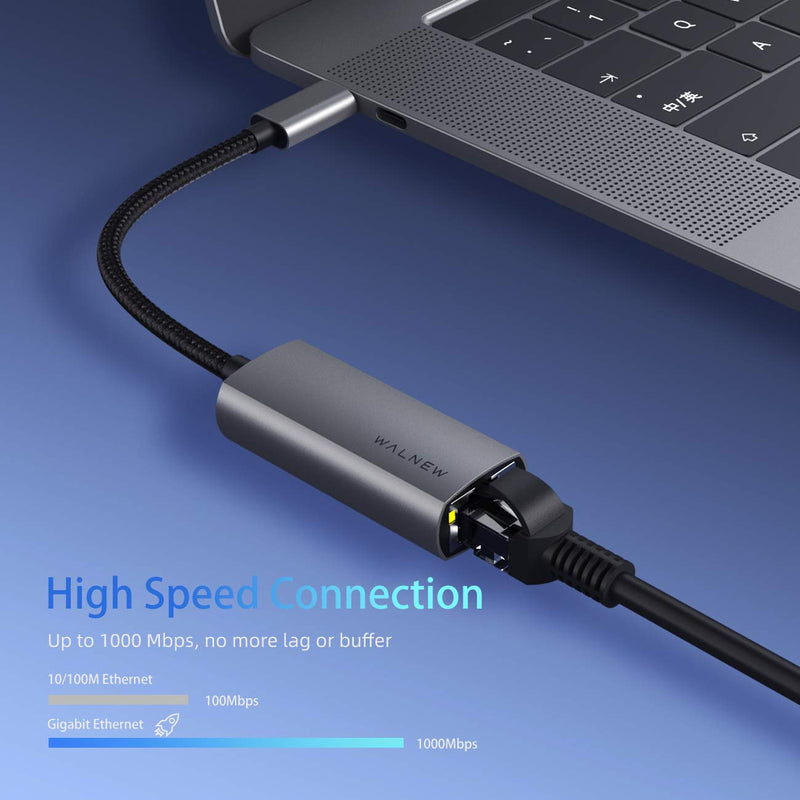 WALNEW USB C to Ethernet Adapter & 7-in-1 USB C Hub Bundle