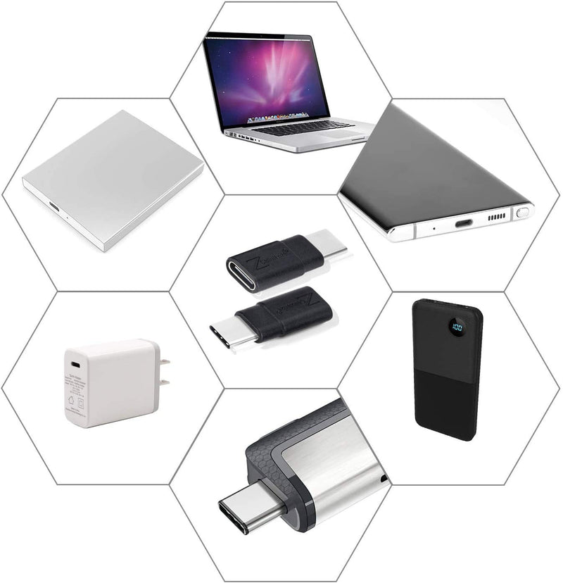 Cellularize USB C Extender Adapter (2 Pack) PD 100W Quick Charge Type C Dock Extension for Lifeproof Otterbox Case Male to Female for Thunderbolt 3 MacBook, Nintendo Switch, Samsung, Dex 2 Pack Black