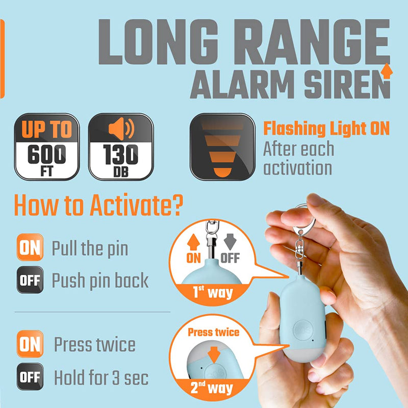 Rechargeable Self Defense Keychain Alarm – 130dB Loud Emergency Personal Siren with Flashing Strobe Light – SOS Safety Alert Device Key Chain for Women, Kids, Elderly, and Joggers by WETEN (Pink&Blue) Pink&Blue