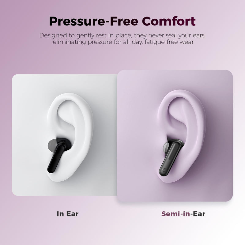 havit Space T1 Wireless Earbuds, Adaptive Hybrid Active Noise Cancelling Bluetooth Earbuds, 6-Mic AI ENC, Head-Tracked Spatial Audio, 40.5H Playtime, Semi-in-Ear Fit, Bluetooth 6.0, IP54, Black