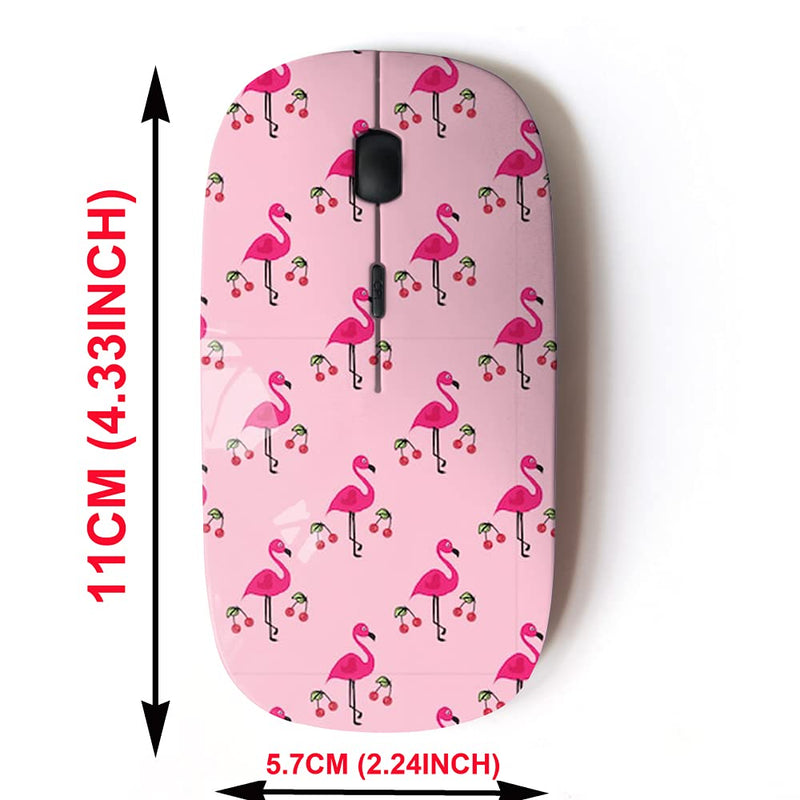 2.4G Wireless Mouse with Cute Pattern Design for All Laptops and Desktops with Nano Receiver - Pink Flamingos can