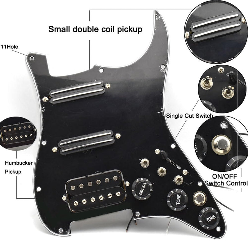 [AUSTRALIA] - Humbucker Electric Guitar Pickguard Pickup with Singlecut Wiring Loaded Prewired Pickguard SSH Guitar Pickguard Swith Control Scratchplate Assembly for Fender Strat Guitar (Right Hand-Black-Black) Right Hand-Black-Black 