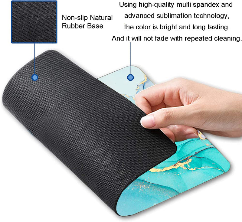 Armanza Mouse Pad, Cyan Blue Marble Mouse Pad, Washable Square Cloth Mousepad for Office Laptop, Non-Slip Rubber Base Mouse Pads for Wireless Mouse, Computer Mouse Pads for Desk 01 Marble