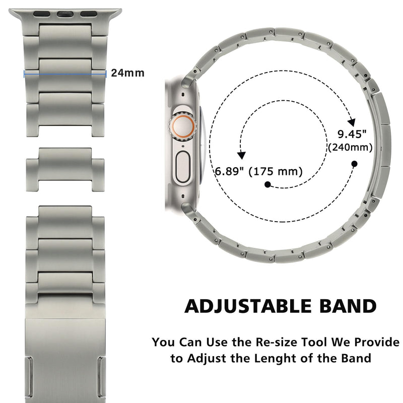 HITZEE Premium Titanium Band Compatible with Apple Watch Band 49/46(S11/10)/45/44/42mm, Comfortable Ti Band for Men for Apple Watch Ultra 3/2/1 49mm SE3 Series 11 10 9 8 7 6 5 4 3 2 1, Titanium