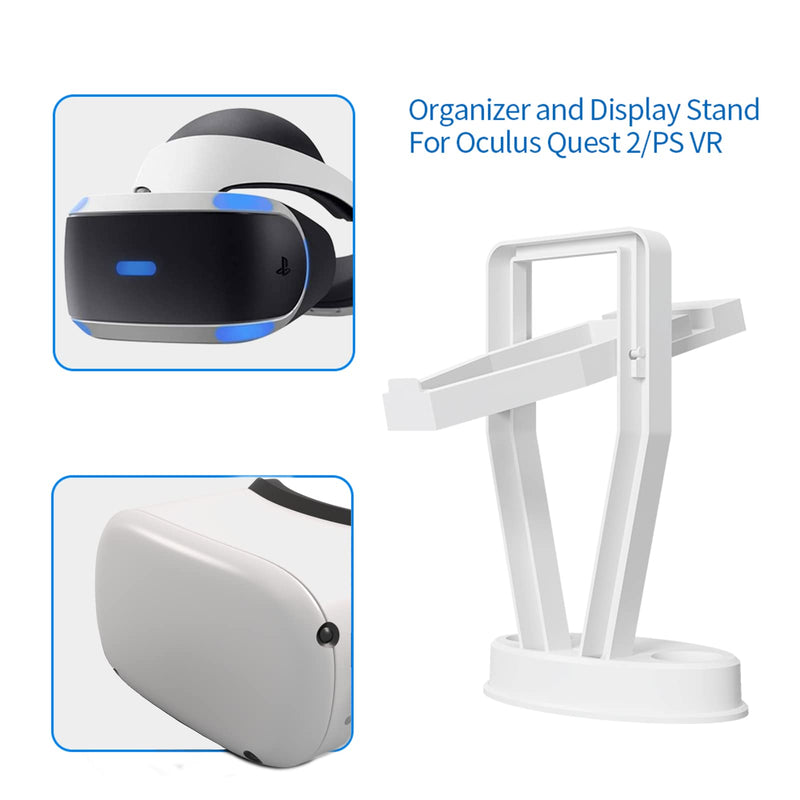 DigiCharge VR Headset Stand for Oculus Meta Quest 3S / Quest 3 / Quest 2 / Quest/PS VR Display Mount Station for Headset and Touch Controllers, VR Storage Holder Stand with Base for Controllers White