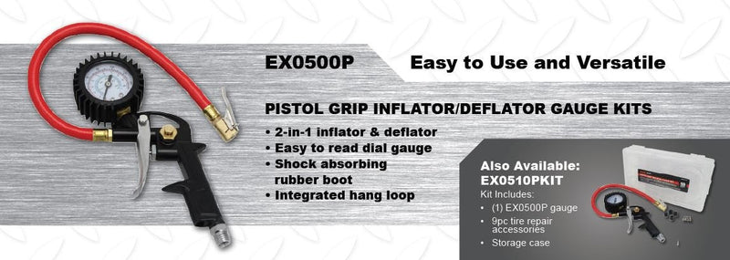 [AUSTRALIA] - EXELAIR Pistol Grip Inflator/Deflator Gauge, EX0500P 