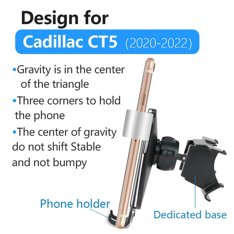 LUNQIN Car Phone Holder for Cadillac CT5 2020 2021 2022 2023 2024 2025 2026 and CT5-V 2020-2026 Auto Interior Accessories Cell Phones Mount Cellphone Mobile Cradle Charging Navigation GPS Screen Stand
