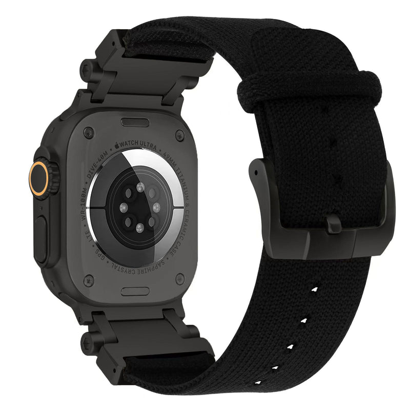 ACESTAR Titanium Clasp Titanium Connectors Tricot Band Compatible with Apple Watch Ultra 2 / Ultra 49mm / Series 10 46mm, DLC Coating Ti Trail Series 39g 26mm Wide Knitted Textile Band 49mm/46mm/45mm/44mm Black/Black