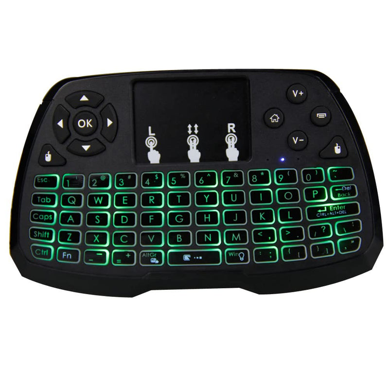 Miritz 2.4GHz Wireless Mini Keyboard with Mouse Touchpad Remote Control, LED Backlit Colorful, USB Liion Battery Charging Black