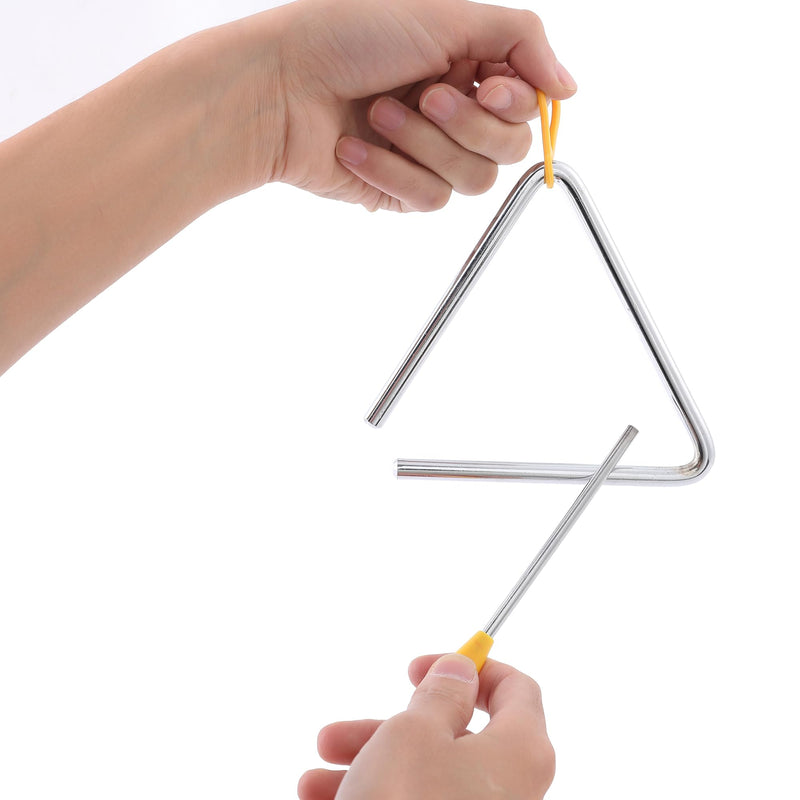 Triangle Percussion Instrument With Striker, Hand Bell, Teacher Bell Chime for Classroom, Dinner Bell Outdoor, Meditation bell, Music Instruments for adults (5 Inch)