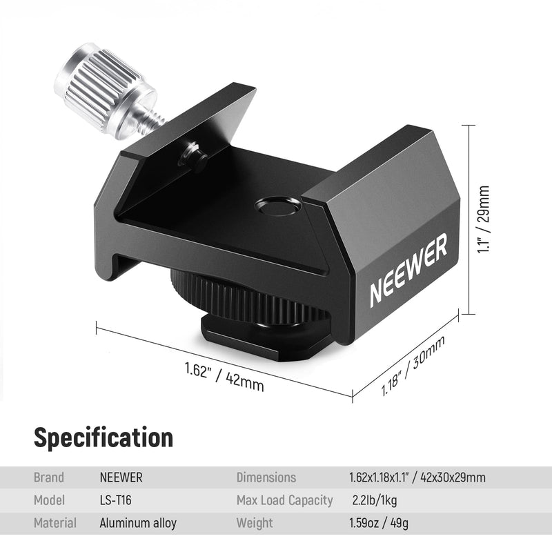 [AUSTRALIA] - NEEWER Telescope Finderscope Mount Adapter All Metal with Cold Shoe & 1/4" Thread for Camera Hot Shoe Mount, Standard 1.3in/33mm Finder Dovetail Base for Sky Astrophotography, LS-T16 