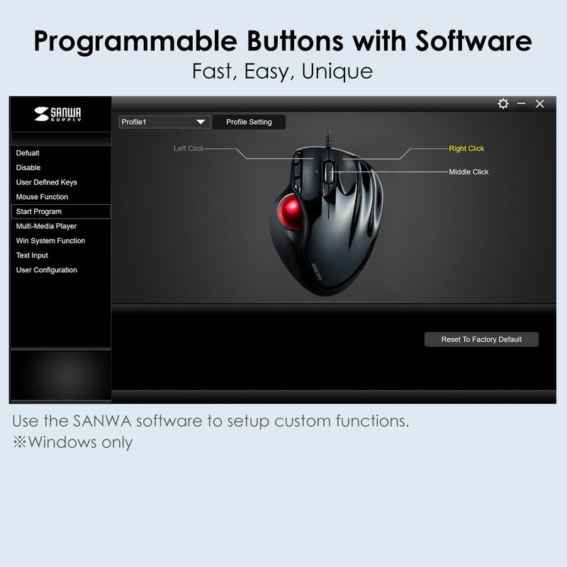 SANWA Wired Trackball Mouse GMATB44BKN + Orange 34mm Trackball Replacement Ball Set, Computer Rollerball Mice, 400/800/1200/1600 DPI, Compatible MacBook, Laptop, Windows, macOS, Chrome OS