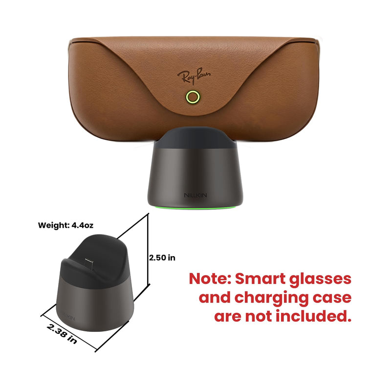 Nillkin RayDock Charging Stand for Ray-Ban Meta Glasses Case (Gen 1 & 2) | Aluminum, LED Light Charging Dock, Stable Anti-Slip, Smart Glasses Accessories, Display for Home & Office, Brown