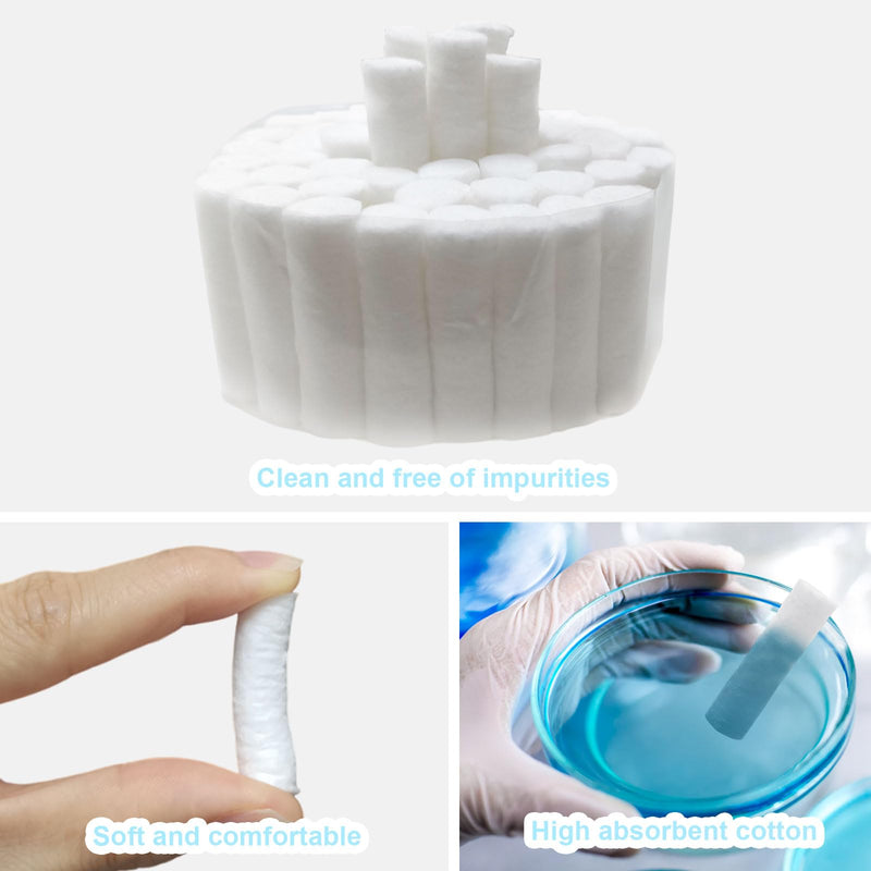 FUIPVGI Pack of 250 Dental Cotton Balls Dental Cotton Rolls Dental Gauze Rolls Dental Gauze Highly Absorbent Cotton Pads for Dentists Nose Plugs for Bloody Nose Teeth Mouth (White) White
