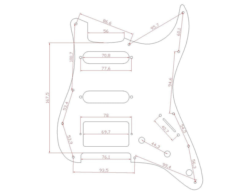 [AUSTRALIA] - KAISH 11 Hole ST/Strat Style Pickguard HSS Pick Guard with ST Back Plate Tremolo Trem Cover for USA/Mexico Stratocaster/Strat Black 3 Ply Black 3 Ply (BWB) 