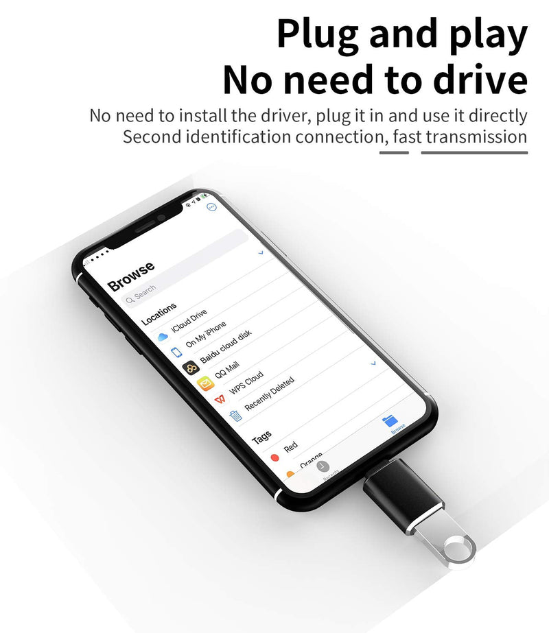 Lightning Male to USB3.0 Female Adapter OTG Cable for iPhone 12 11 Xr X XS 8 7 Plus Max Compatible with iPad Air Pro Mini,Support Camera Card Reader Mouse Keyboard Hubs Piano Converter Connect U Disk