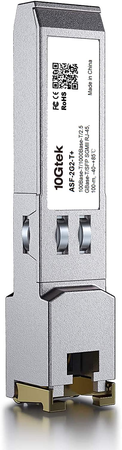 100Base-T/1000Base-T/2.5GBase-T/SFP SGMII RJ-45 Auto-Negotiation SFP Transceiver, Industrial Grade, Compatible with Ubiquiti UniFi, Fortinet, Netgear, TP-Link and Other Open Switches 100M/ 1G/ 2.5GBase-T(-40~+85℃)