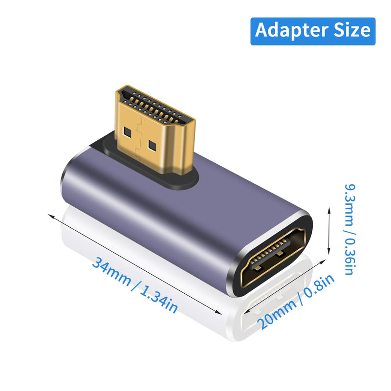 Poyiccot 8K HDMI 90 Degree Adapter, Left Angle HDMI Adapter, 48Gbps HDMI Male to Female Adapter, HDMI 2.1 Extender with LED Light for Laptop,DVD,TV, Monitors,PS5 (2Pack) HDMI Left Angle