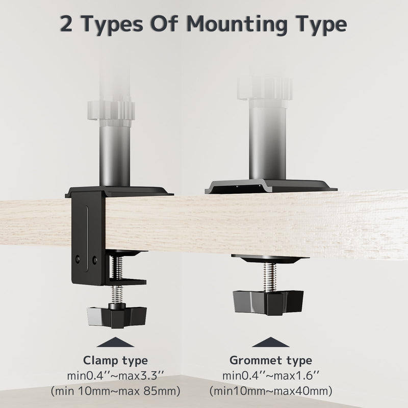 31.6" Steel Extra Tall 2-Section Monitor Arm Pole with C-Clamp/Grommet Base | Sturdy Center Pole Only for Monitor Stand Mounts, Adjustable Height, Compatible with C-Clamp & Grommet Bases,Black black