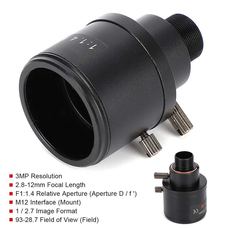 2.8-12mm CCTV Camera Lens, 1/2.7 3MP 2.8-12mm M12 HD Manual Zoom M12 Mount CCTV Board Lens for Security Camera
